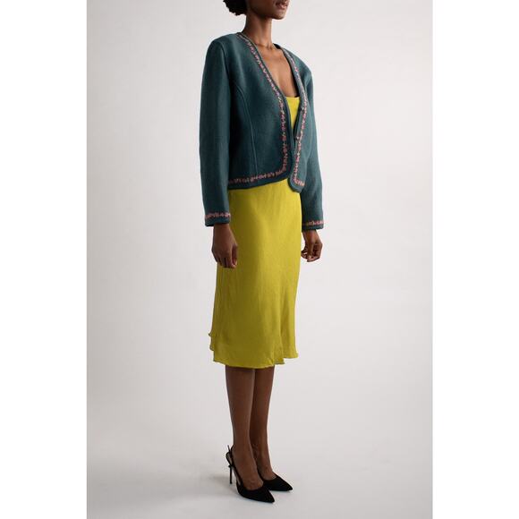 Vintage Wool Teal Floral Cardigan - Picture 4 of 5